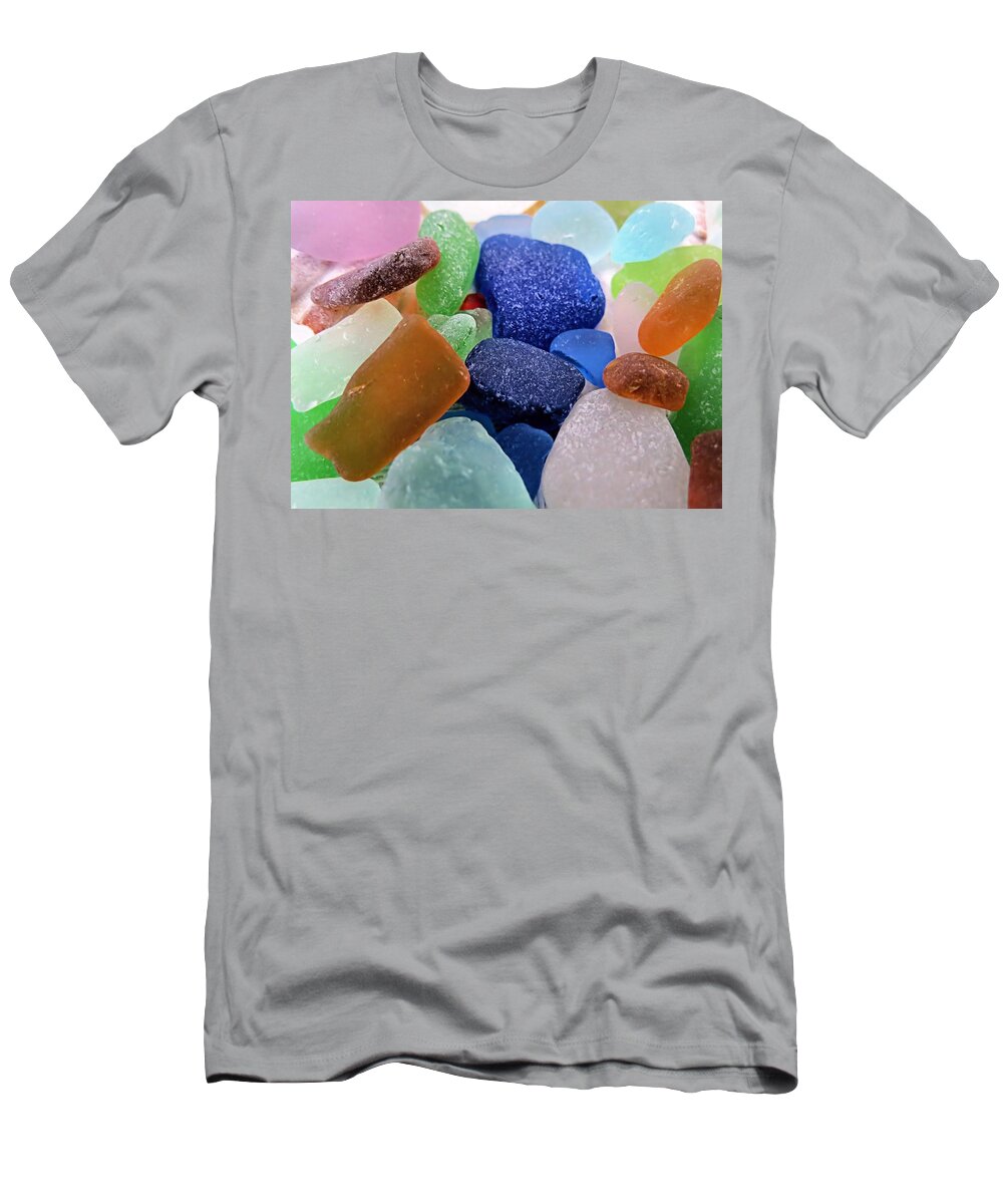 Sea Glass T-Shirt featuring the photograph Sea Glass of Many Colors by Janice Drew