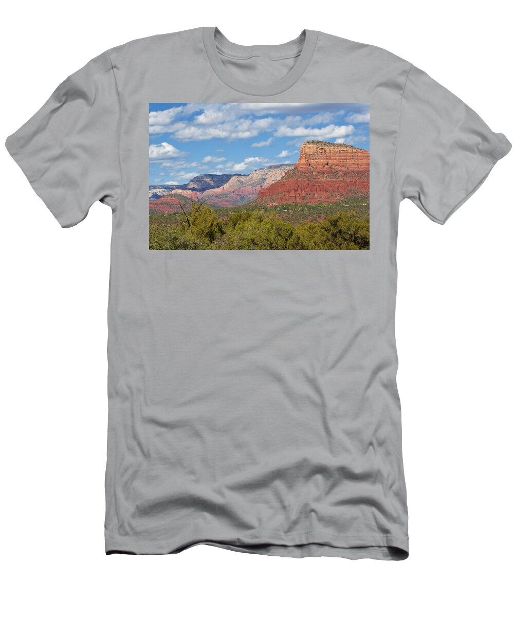 Sedona T-Shirt featuring the photograph Sedona Rock Formations by Lou Ford