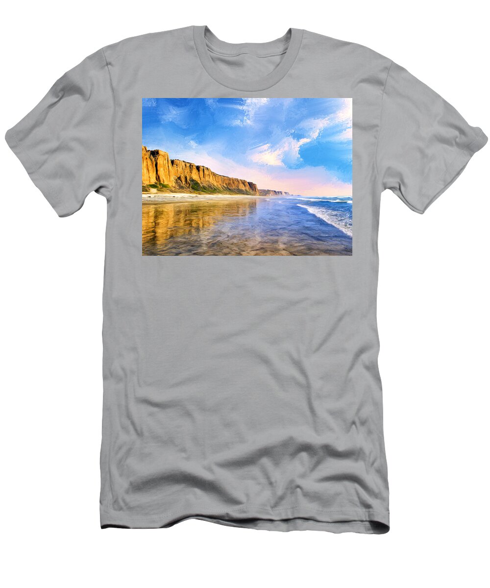 Shore T-Shirt featuring the painting Shore Cliffs Near San Onofre by Dominic Piperata