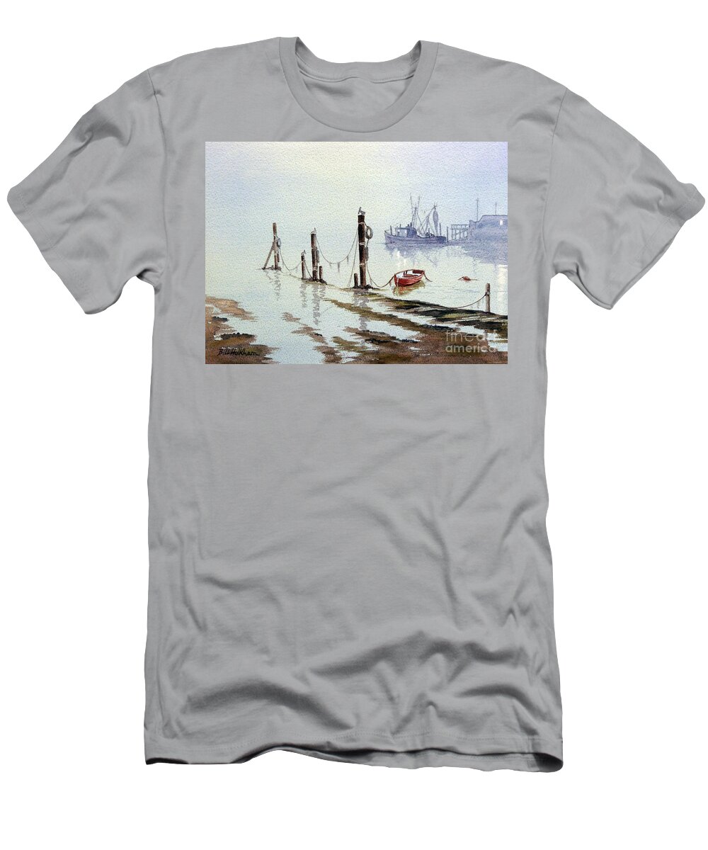 Florida Paintings T-Shirt featuring the painting Shrimp Boat With Evening Lights by Bill Holkham