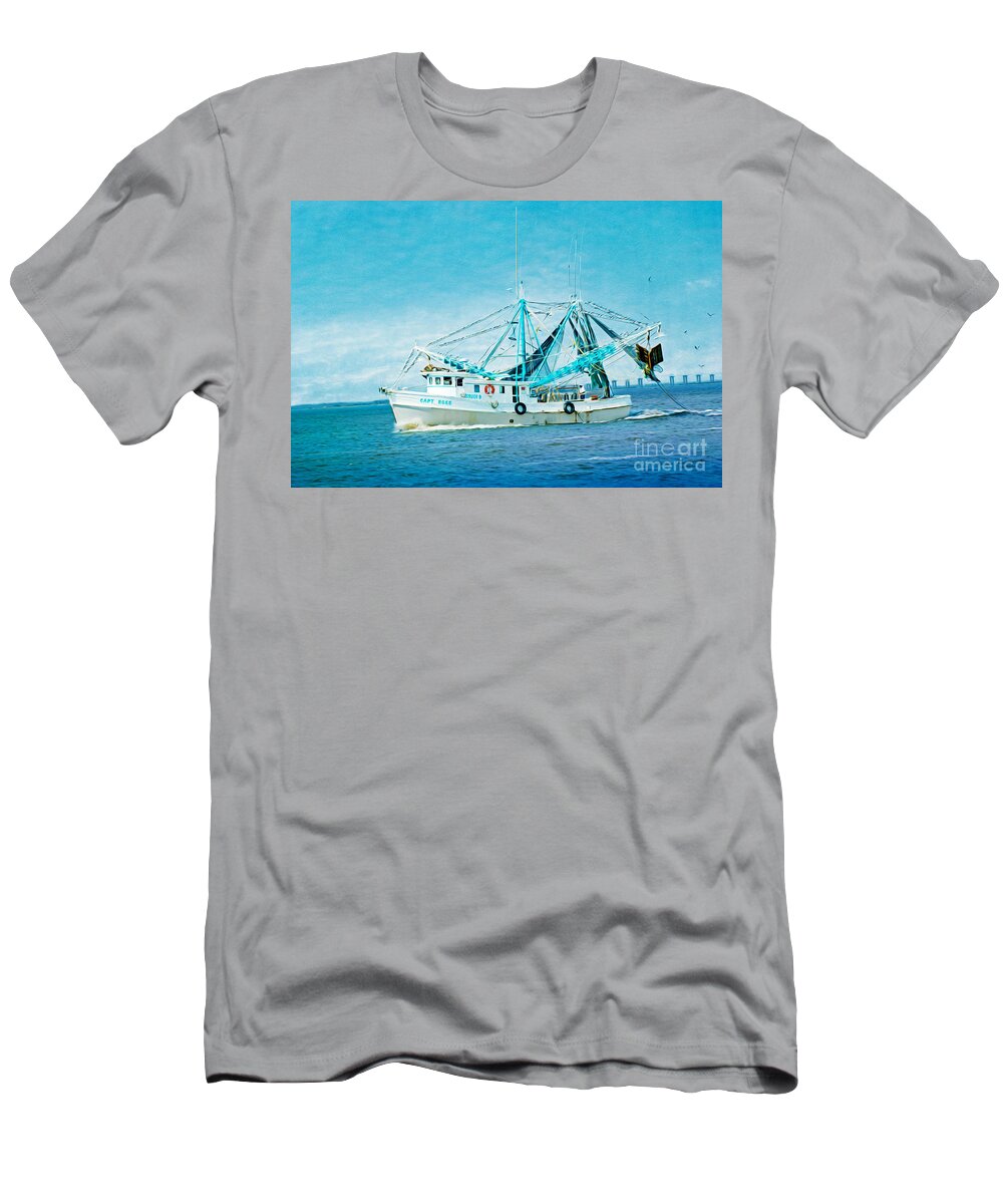 Boat T-Shirt featuring the photograph Shrimp Trawler by Laura D Young
