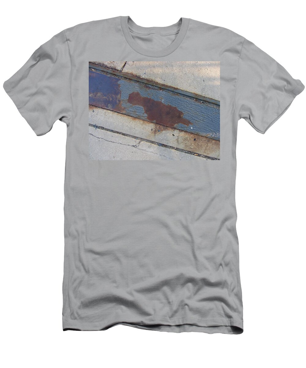 Concrete T-Shirt featuring the photograph Sidewalk Metal by Anita Burgermeister