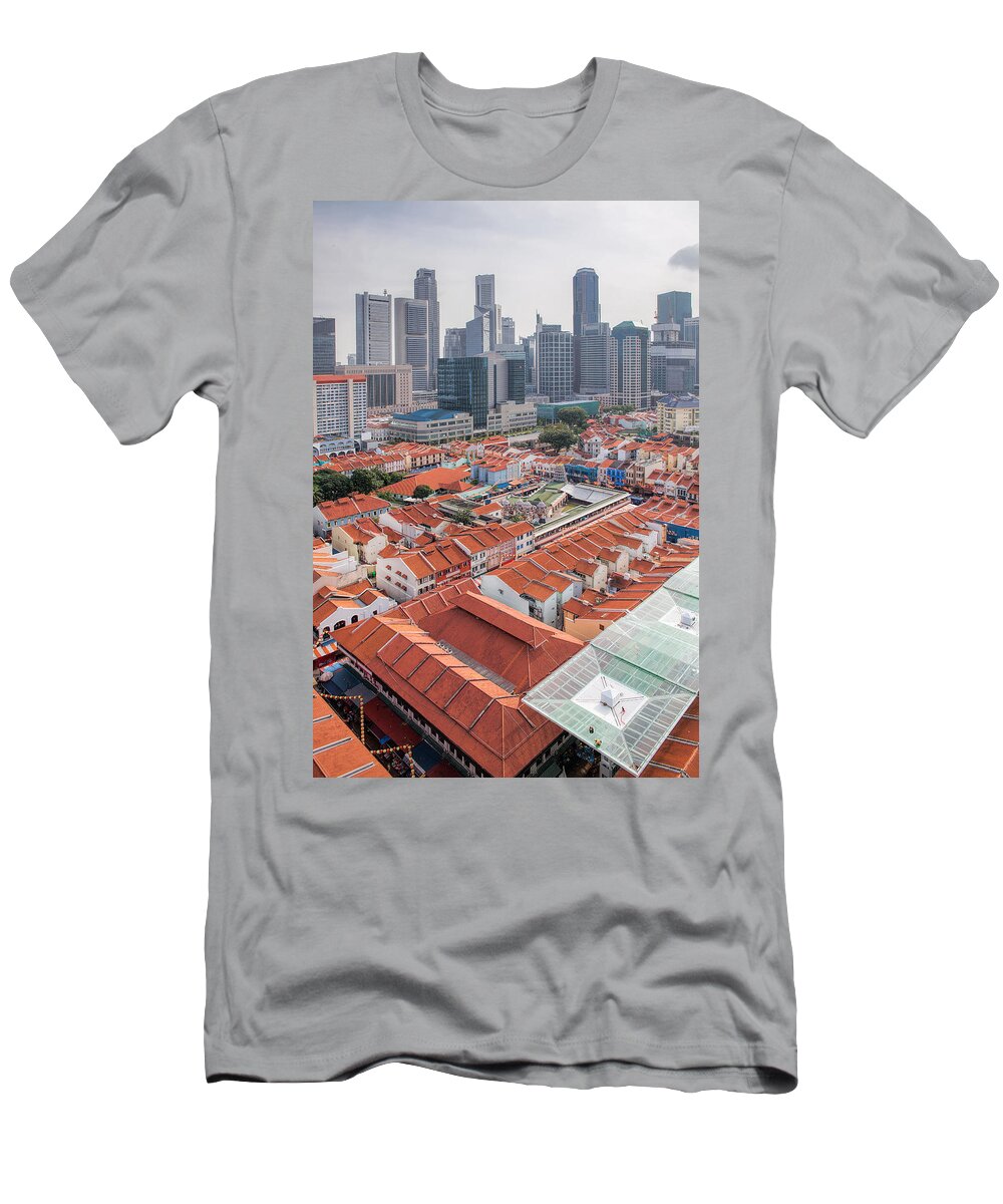 Singapore T-Shirt featuring the photograph Singapore Chinatown with Modern Skyline by Jit Lim
