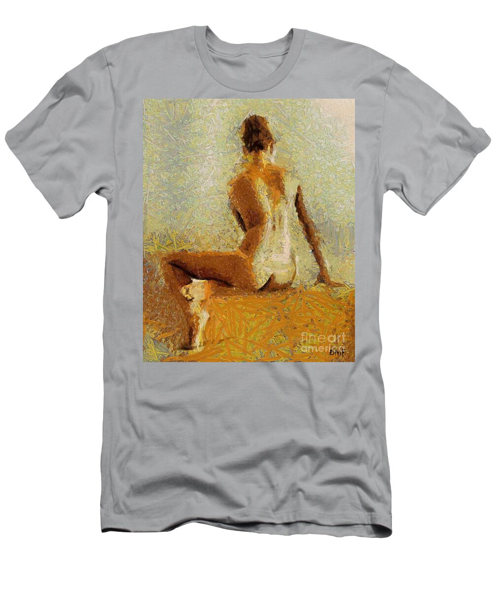 Human Body T-Shirt featuring the painting Sitting nude II by Dragica Micki Fortuna