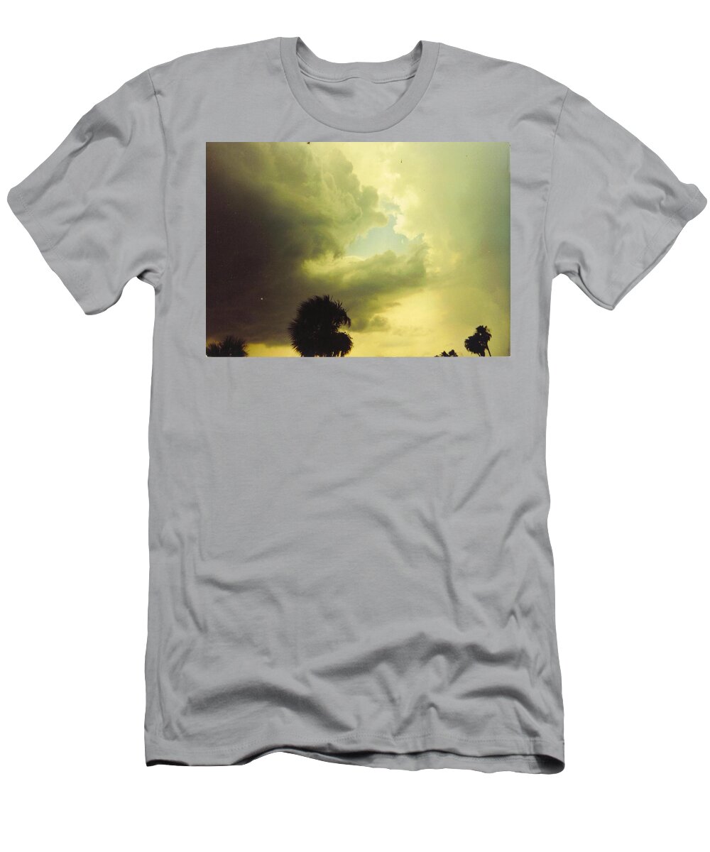 Rare Green Sky T-Shirt featuring the photograph Skyscape - Rare Green Sky with Palms by Robert Floyd