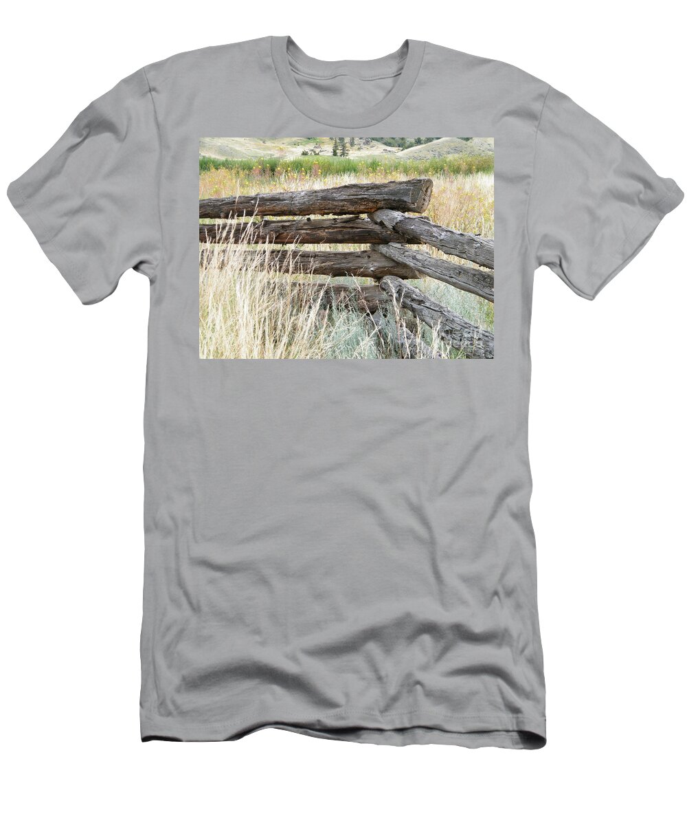 Snake Fence T-Shirt featuring the photograph Snake Fence and Sage Brush by Ann E Robson