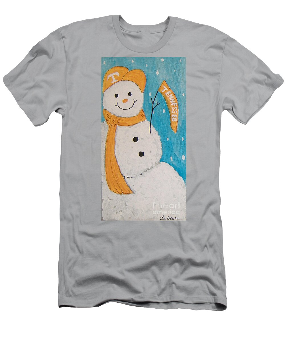 Ut T-Shirt featuring the painting Snowman University of Tennessee by Lee Owenby
