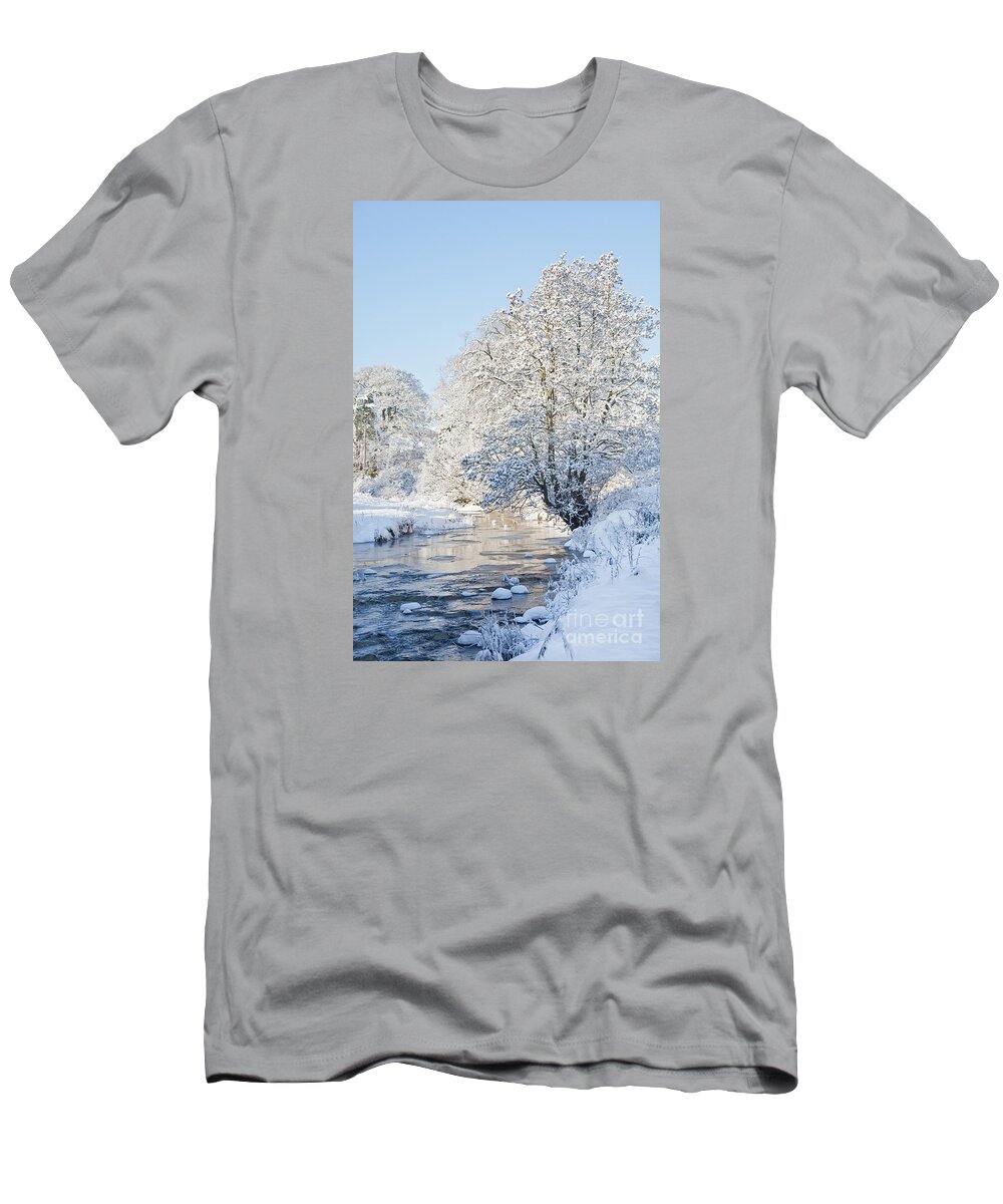 Snow T-Shirt featuring the photograph Snowy Stream by Liz Leyden