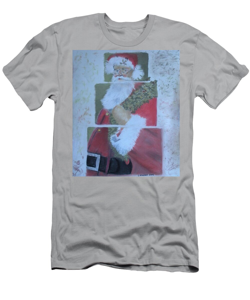 Santa T-Shirt featuring the painting S'nta Claus by Claudia Goodell