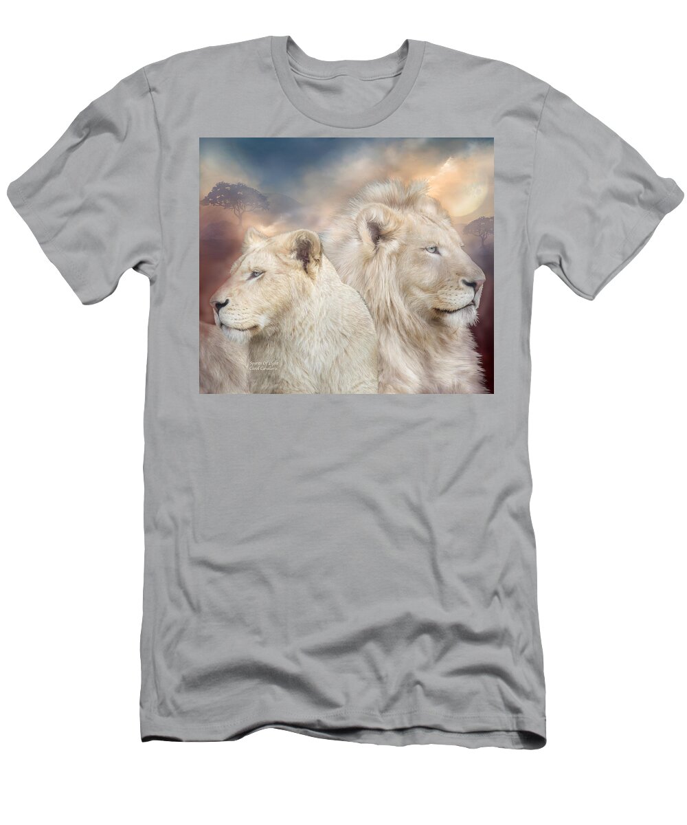 Lion T-Shirt featuring the mixed media Spirits Of Light by Carol Cavalaris