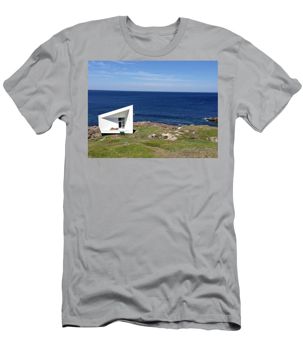 Squish Studio Tilting Fogo Island Newfoundland T-Shirt featuring the photograph Squish Studio Tilting Fogo Island Newfoundland by Lisa Phillips