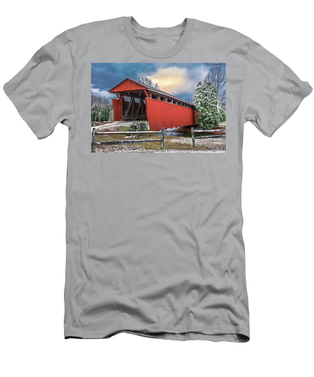 Staats Mill Covered Bridge T-Shirt featuring the photograph Staats Mill Covered Bridge by Mary Almond