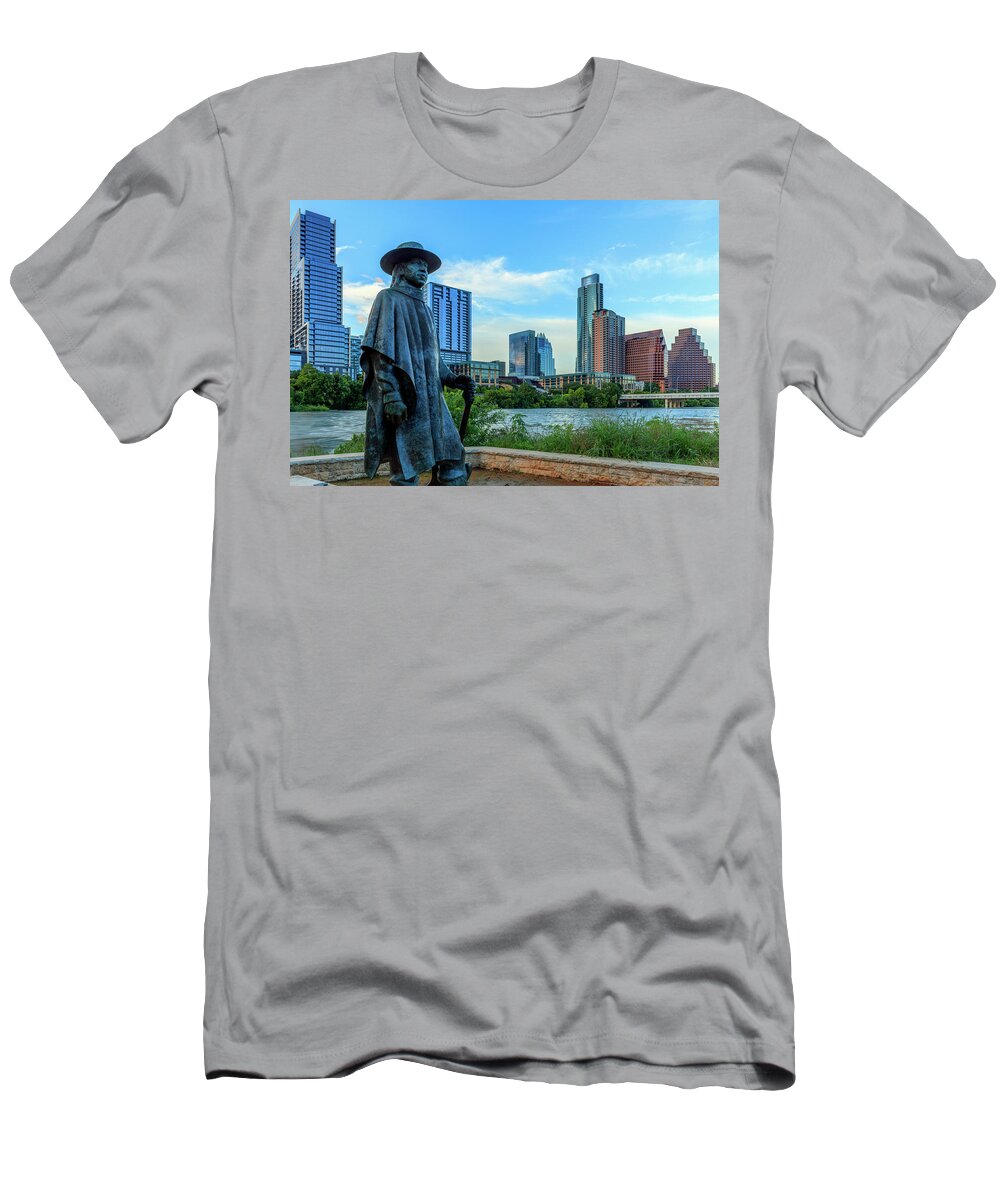Photography T-Shirt featuring the photograph Statue Of Stevie Ray Vaughan by Panoramic Images