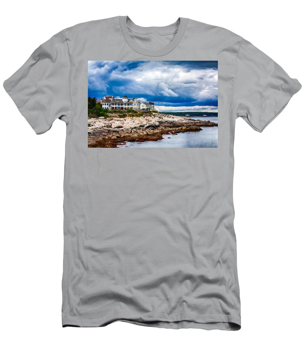 Fred Larson T-Shirt featuring the photograph Stormy Maine Coast by Fred Larson