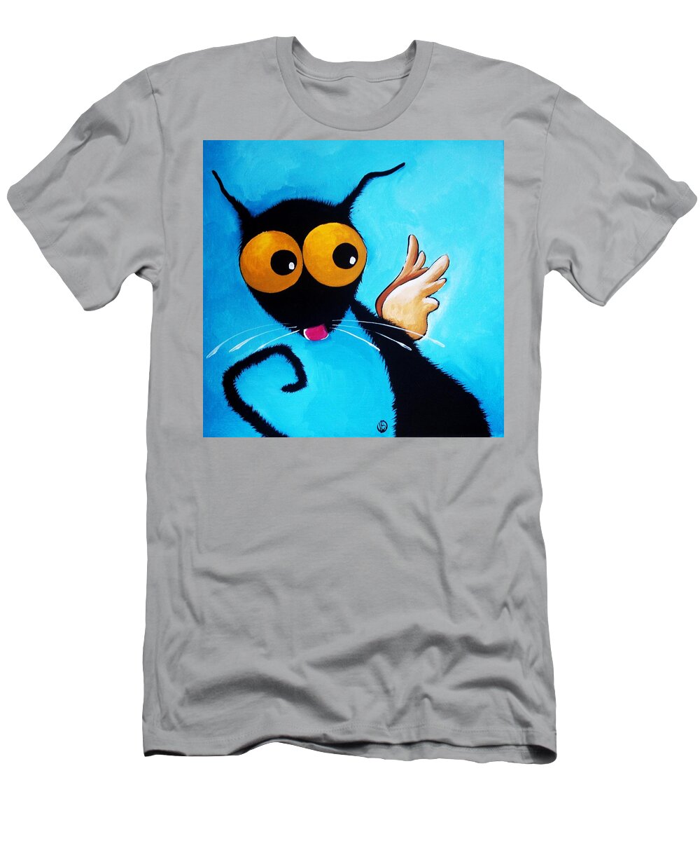Stressie Cat T-Shirt featuring the painting Stressie Cat Angel by Lucia Stewart
