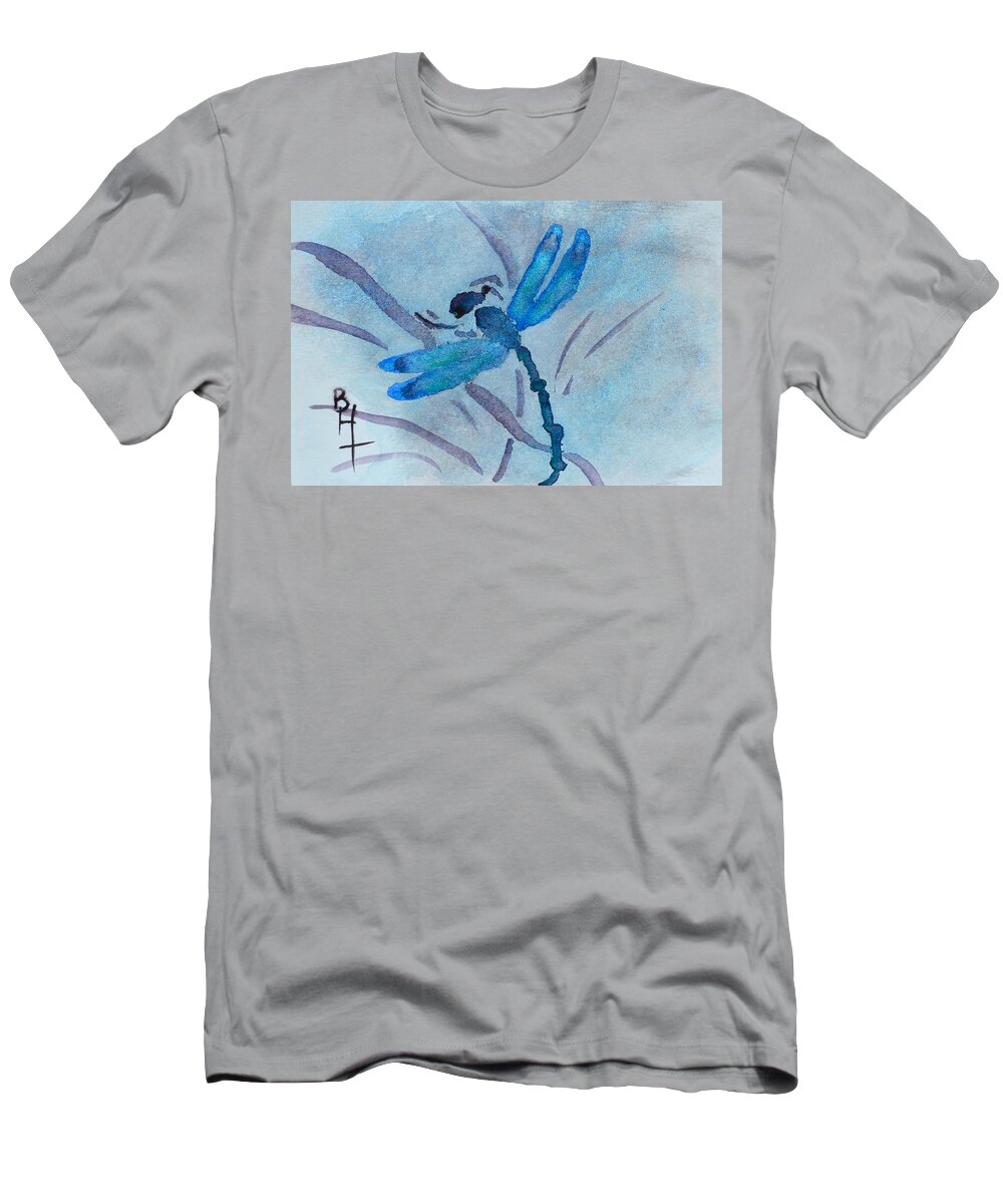 Dragonfly T-Shirt featuring the painting Sumi Dragonfly by Beverley Harper Tinsley