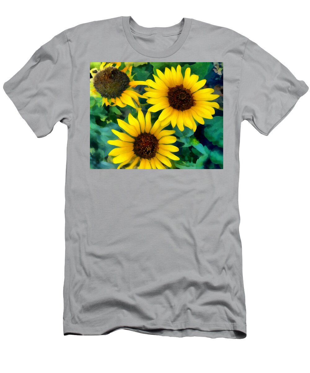 Sunflower T-Shirt featuring the photograph Sunflower Trio by Ann Powell