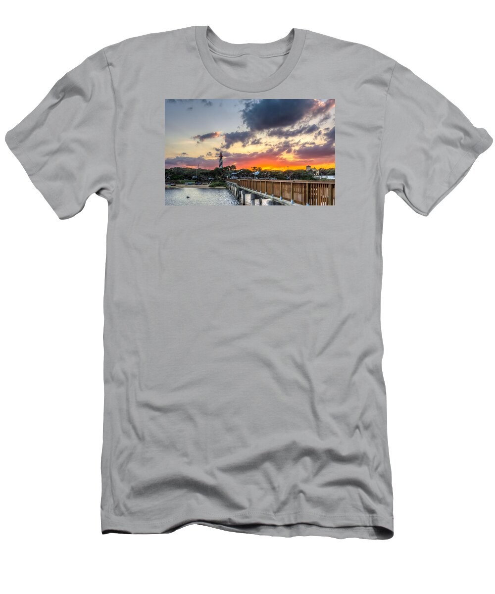 America T-Shirt featuring the photograph Sunset at Anastasia Lighthouse by Rob Sellers