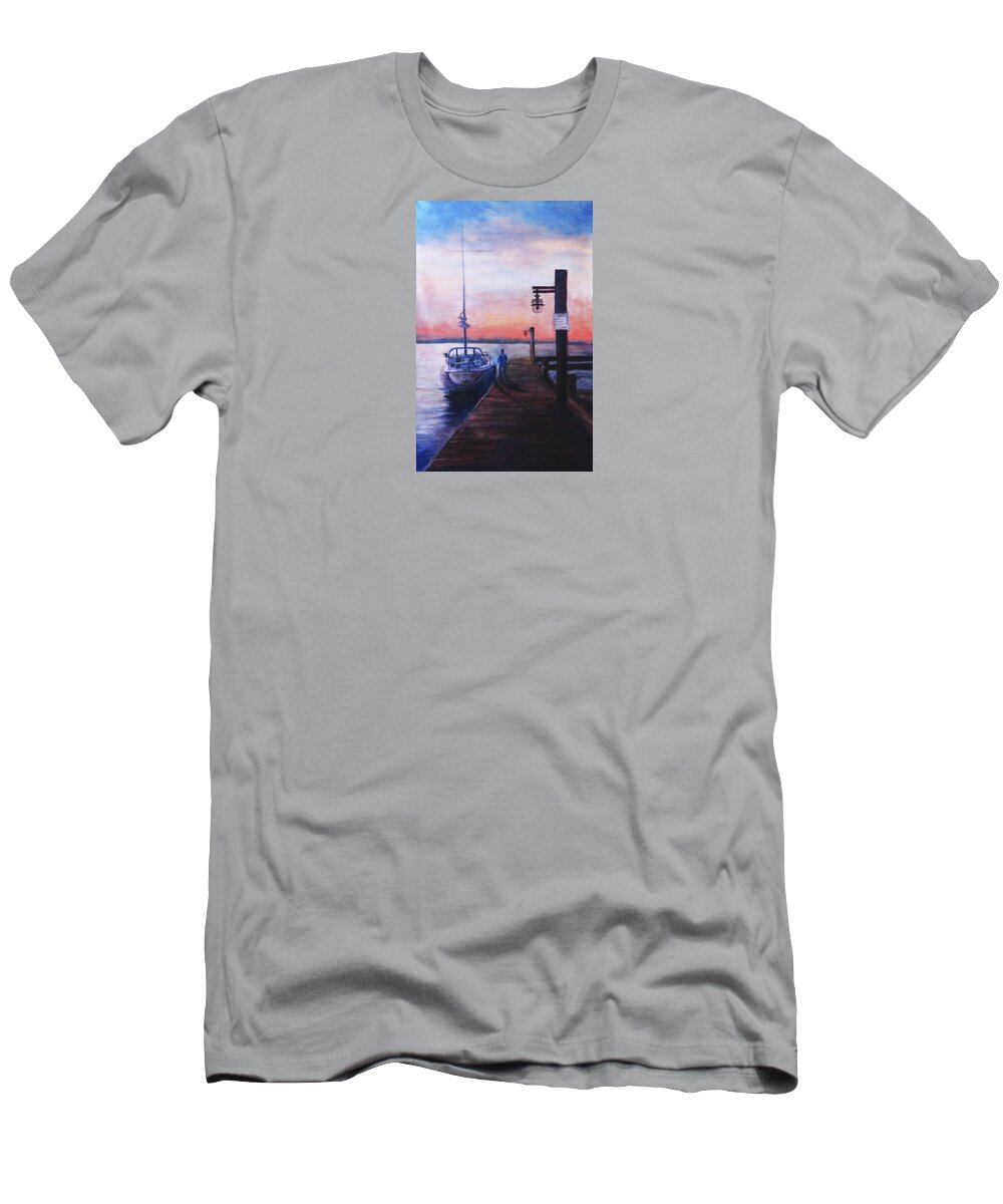 Watercolor T-Shirt featuring the painting Sunset at Rocky Point by Sher Nasser