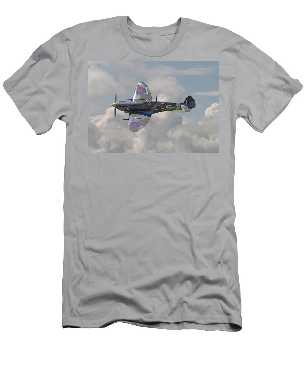 Aircraft T-Shirt featuring the digital art Supermarine Spitfire by Pat Speirs