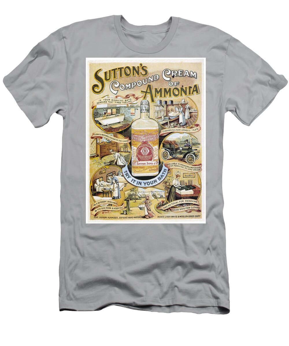 Sutton T-Shirt featuring the photograph Sutton's Compound Cream of Ammonia Vintage Ad by Gianfranco Weiss