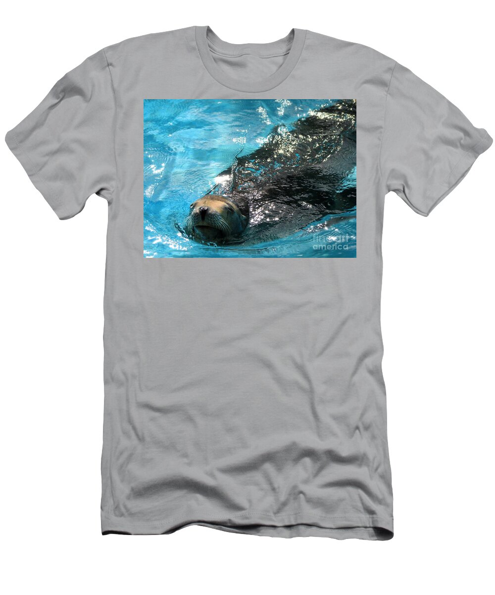 Sea Lion T-Shirt featuring the photograph Swimming Sea Lion by Kristine Widney