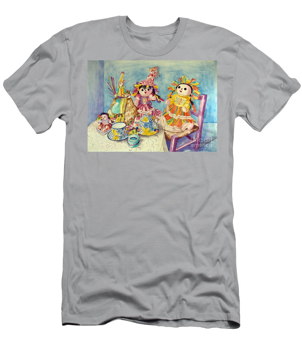 Girls T-Shirt featuring the painting Talavera Tea with Friends by Kandyce Waltensperger