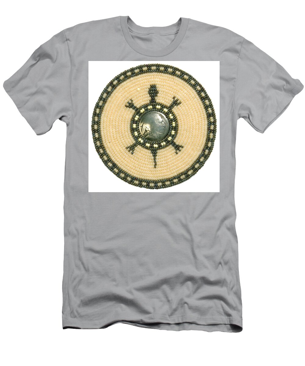 Beadwork T-Shirt featuring the mixed media Tan Indian Turtle by Douglas Limon