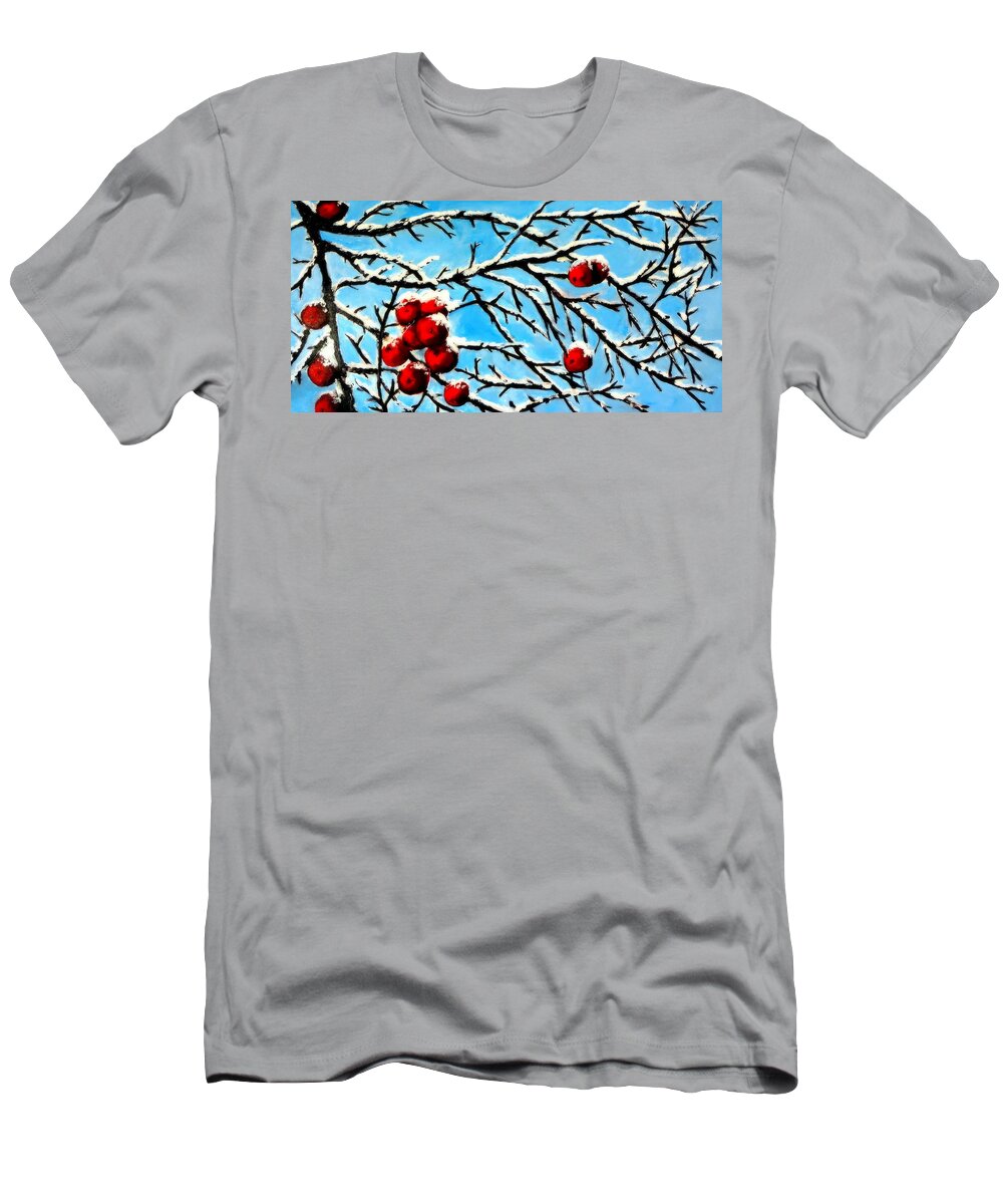Crabapples T-Shirt featuring the painting Tenacious by Katy Hawk
