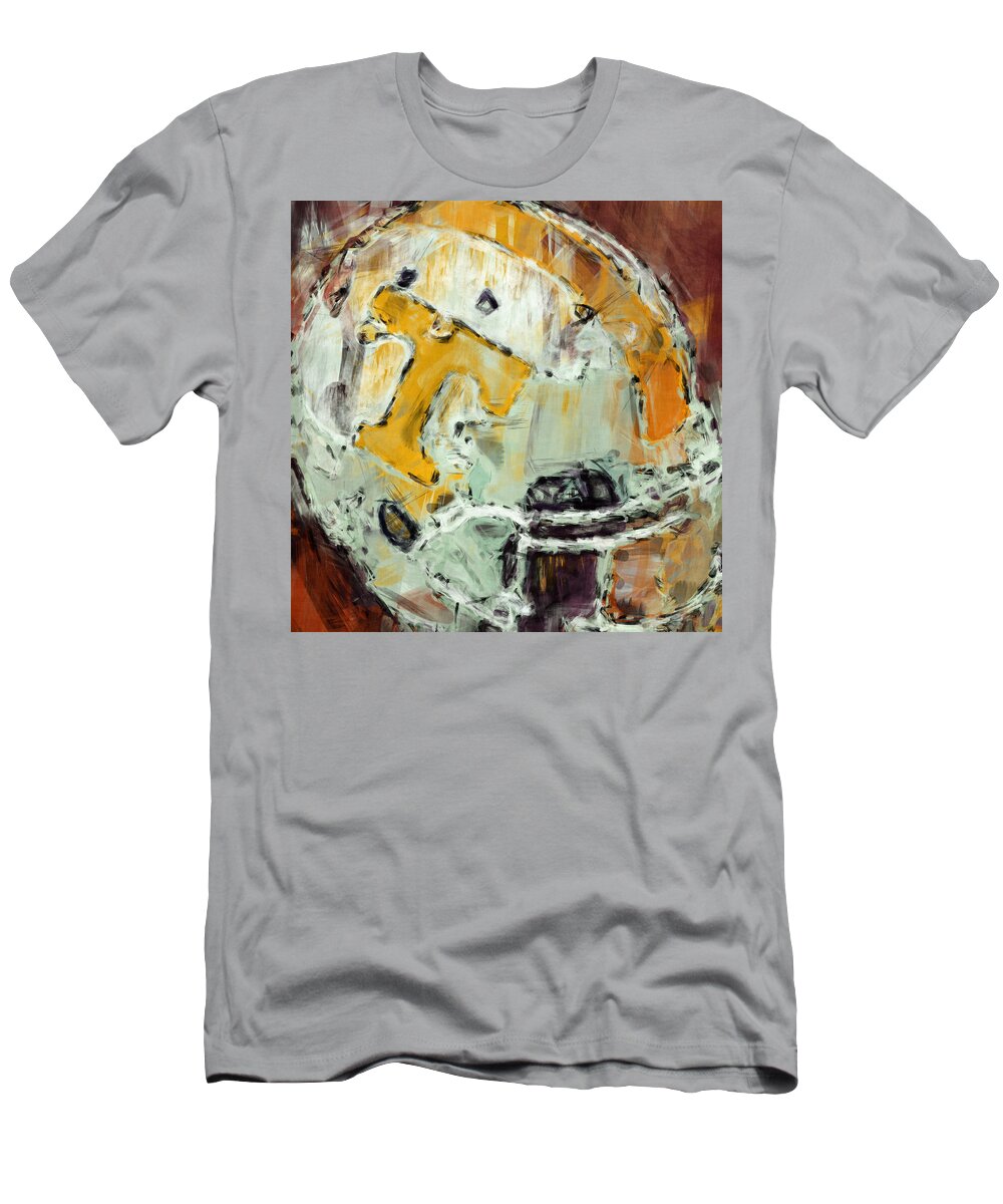 Tennessee T-Shirt featuring the digital art Tennessee Volunteers Helmet Abstract by David G Paul