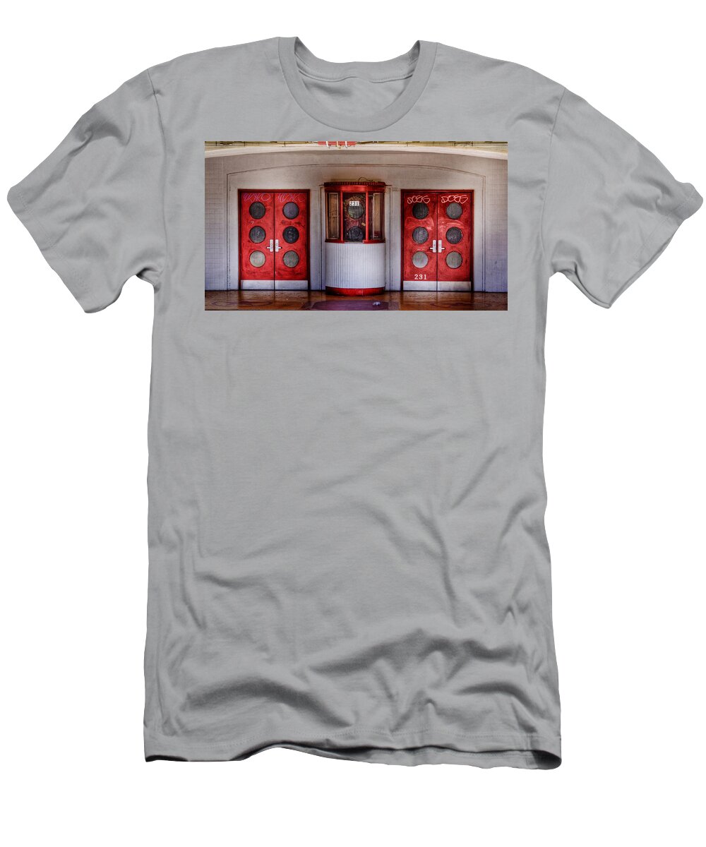 Door T-Shirt featuring the photograph Texas Theater by David and Carol Kelly