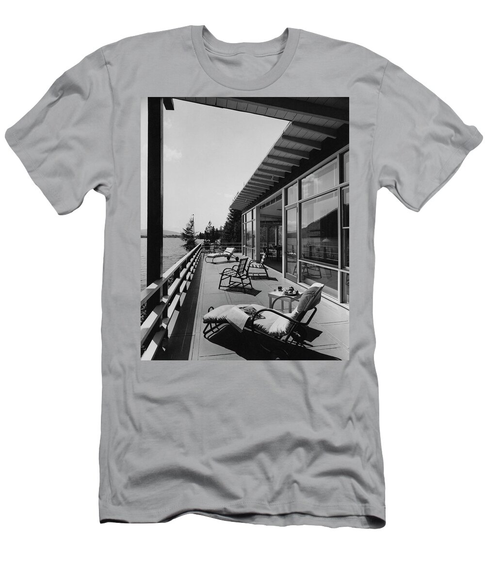 Architecture T-Shirt featuring the photograph The Alfred Rose Lake Placid Summer Home by Robert M. Damora