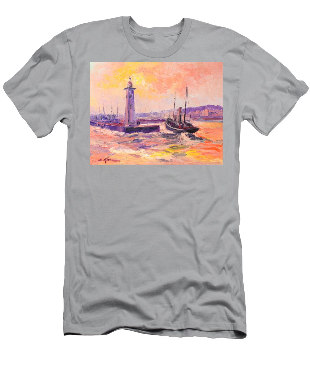Anstruther T-Shirt featuring the painting The Anstruther Harbour by Luke Karcz