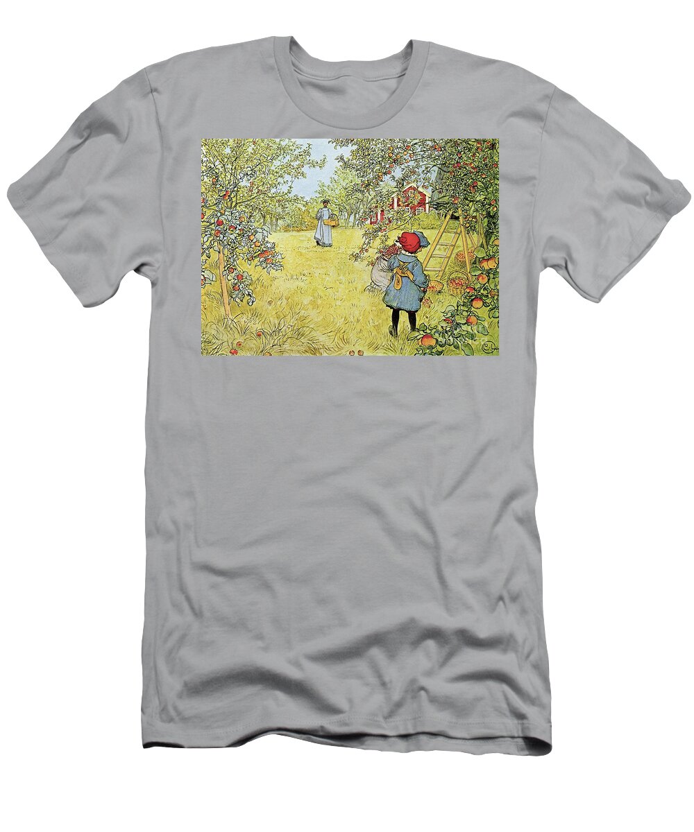 Fruit T-Shirt featuring the painting The Apple Harvest by Carl Larsson