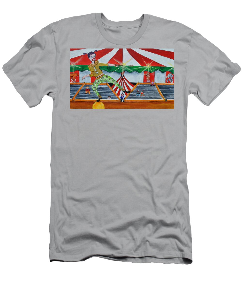 Circus T-Shirt featuring the painting The Balancing Act by Patricia Arroyo
