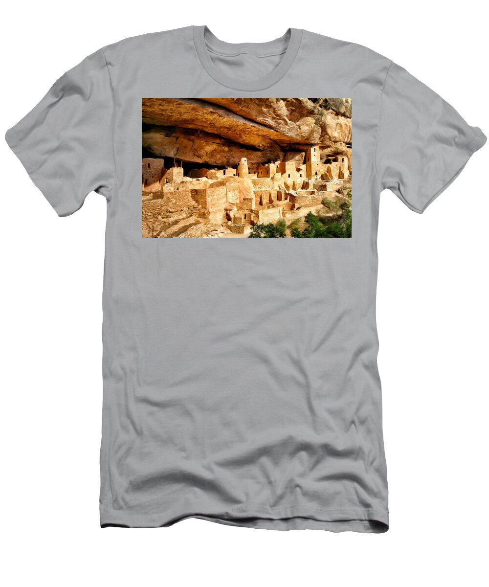 Cliff Palace T-Shirt featuring the painting The Cliff Palace at Mesa Verde by Dominic Piperata