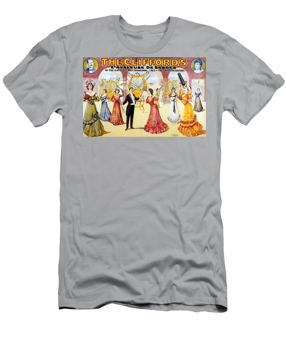 Entertainment T-Shirt featuring the photograph The Cliffords, Sword Swallowing Act by Science Source