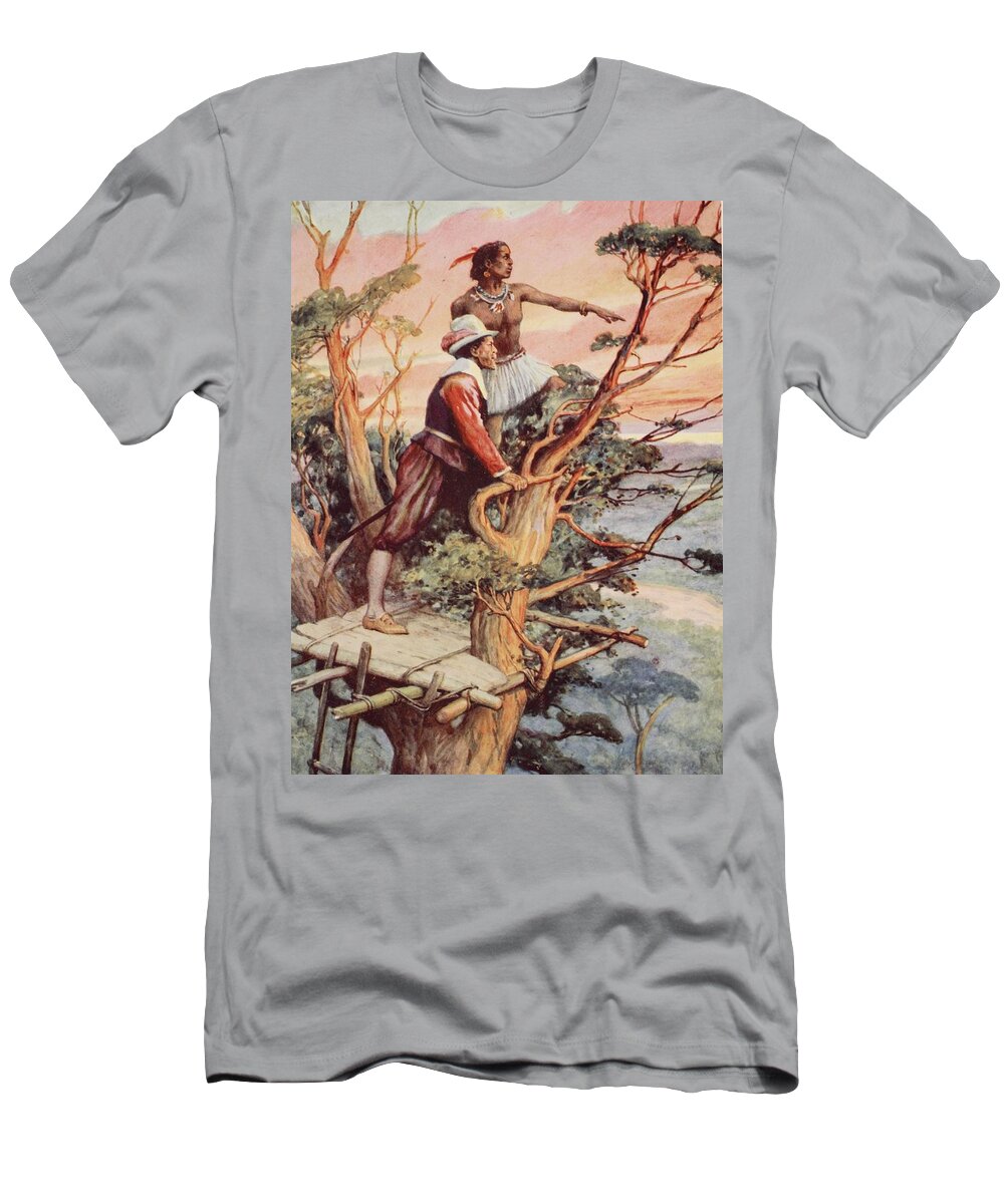 English T-Shirt featuring the drawing The First Englishman To See The Pacific by Arthur A. Dixon