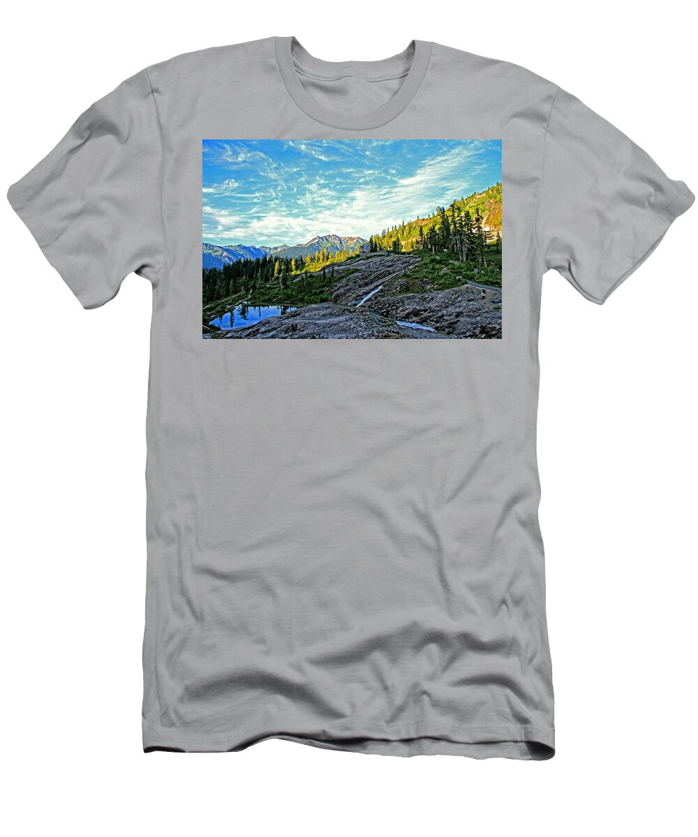 Mountain T-Shirt featuring the photograph The hut. by Eti Reid