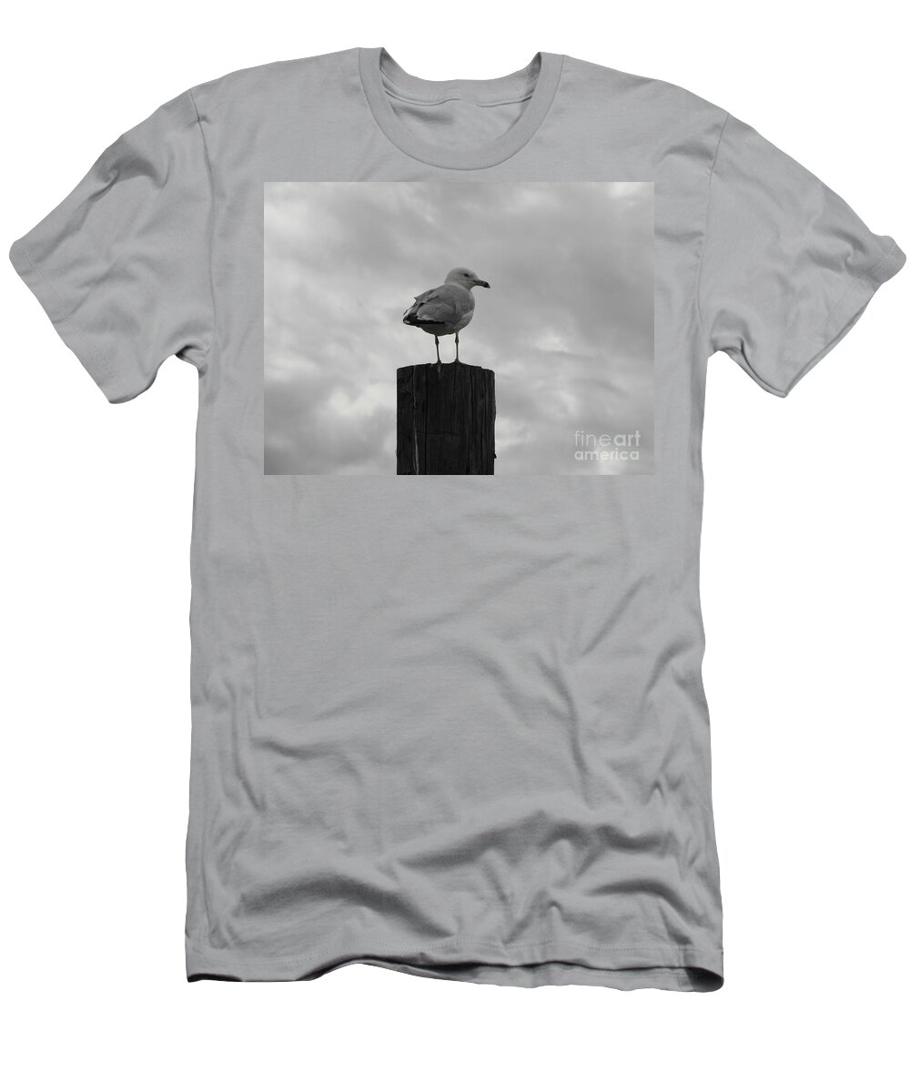 Seagull T-Shirt featuring the photograph The Lookout by Michael Krek