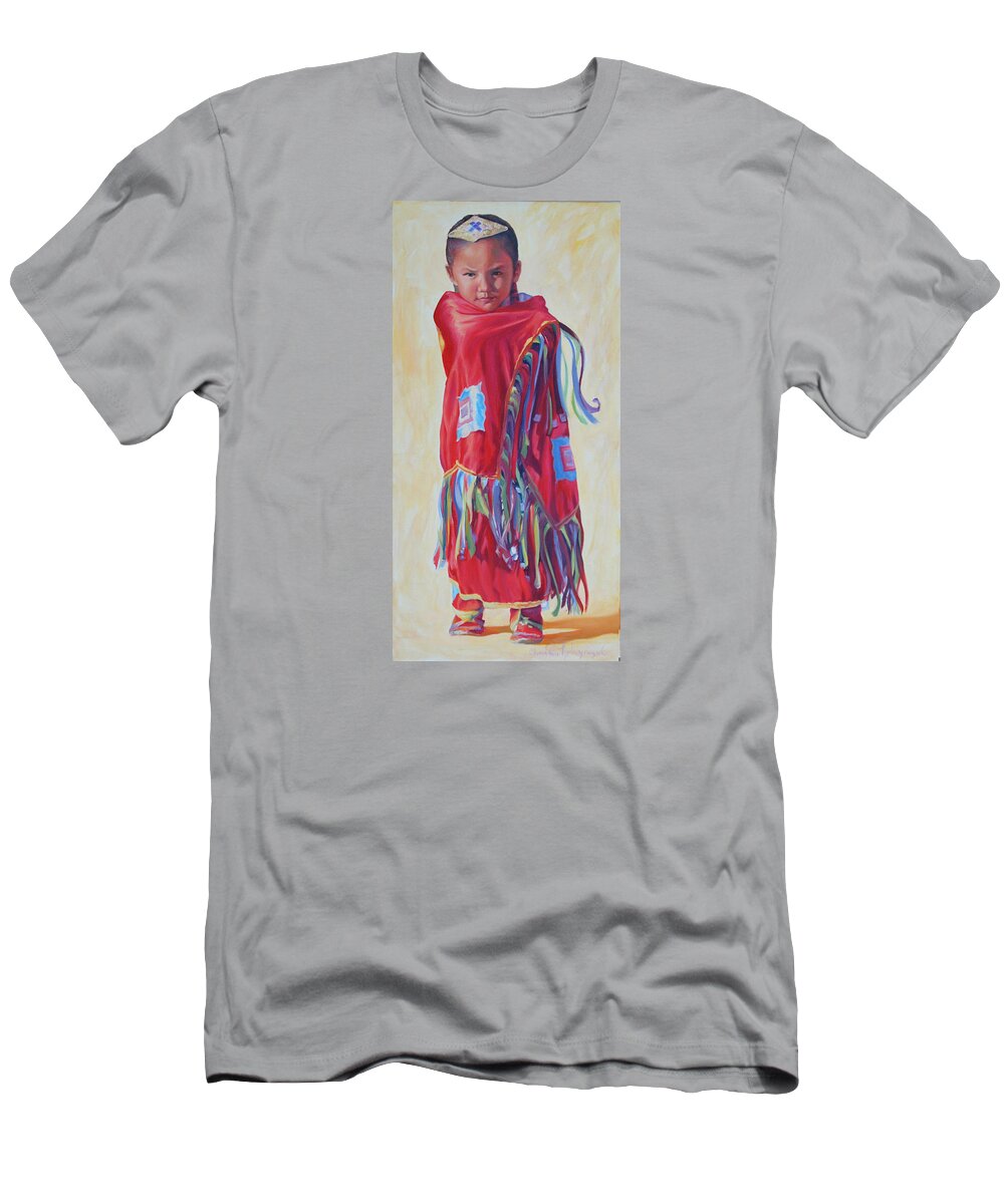 Native American T-Shirt featuring the painting The March of Red Butterfly by Christine Lytwynczuk