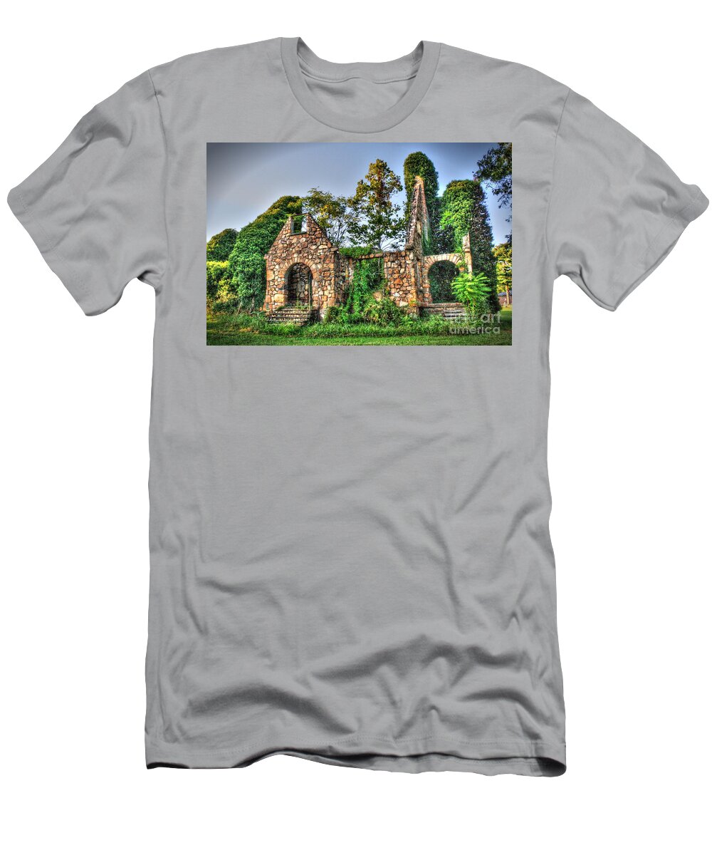 Decay T-Shirt featuring the digital art The Olde Stone Church by Dan Stone
