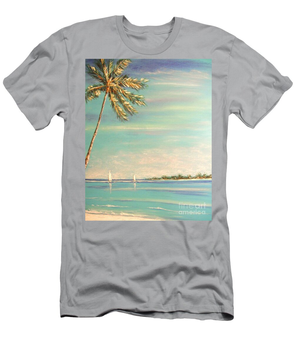 Tropical T-Shirt featuring the painting The Perfect Day by The Beach Dreamer