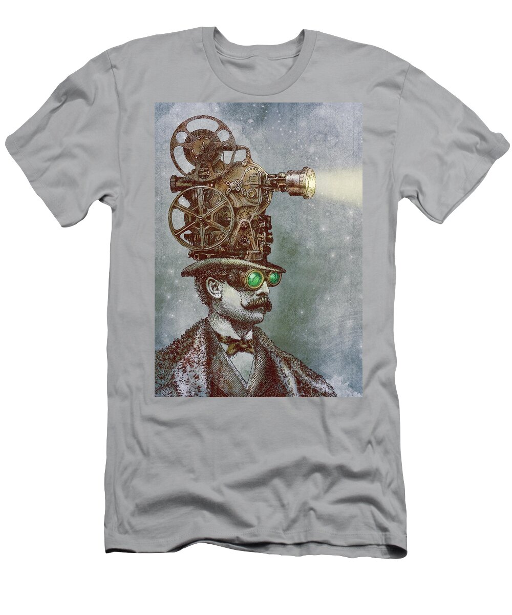 Projector T-Shirt featuring the drawing The Projectionist by Eric Fan