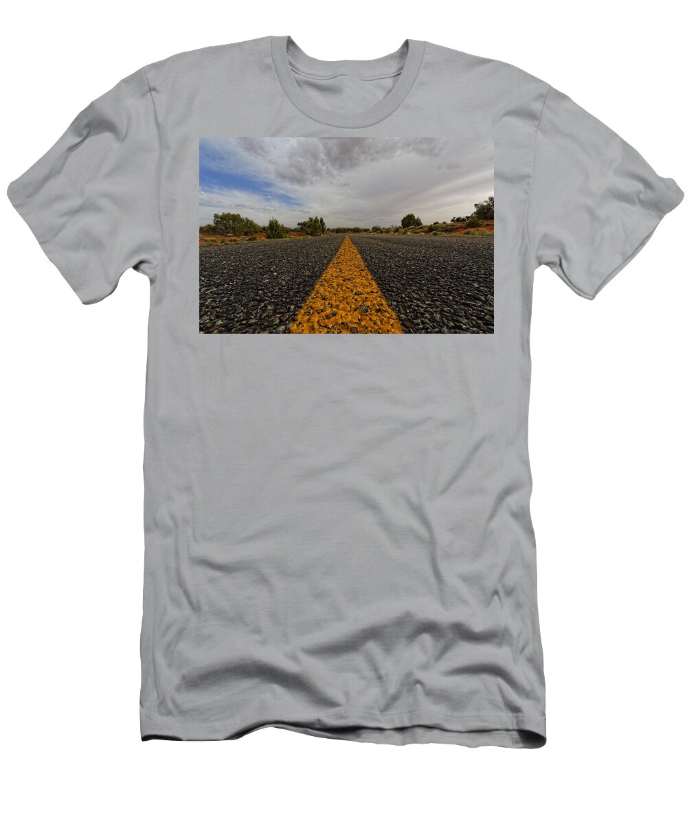 Deserted Road T-Shirt featuring the photograph The road less traveled by Jonathan Davison