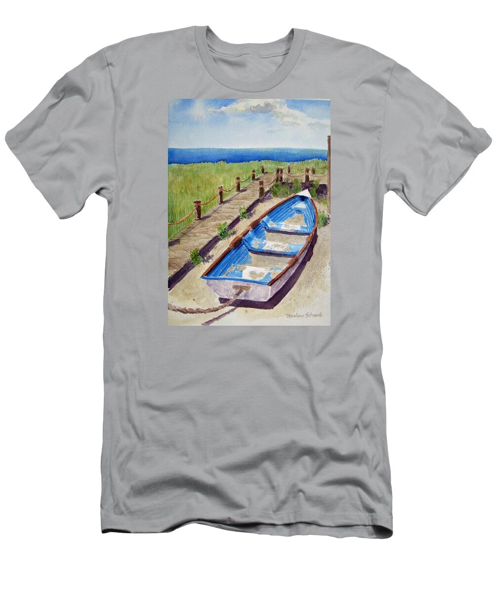Boat T-Shirt featuring the painting The Sandy Boat by Marlene Schwartz Massey