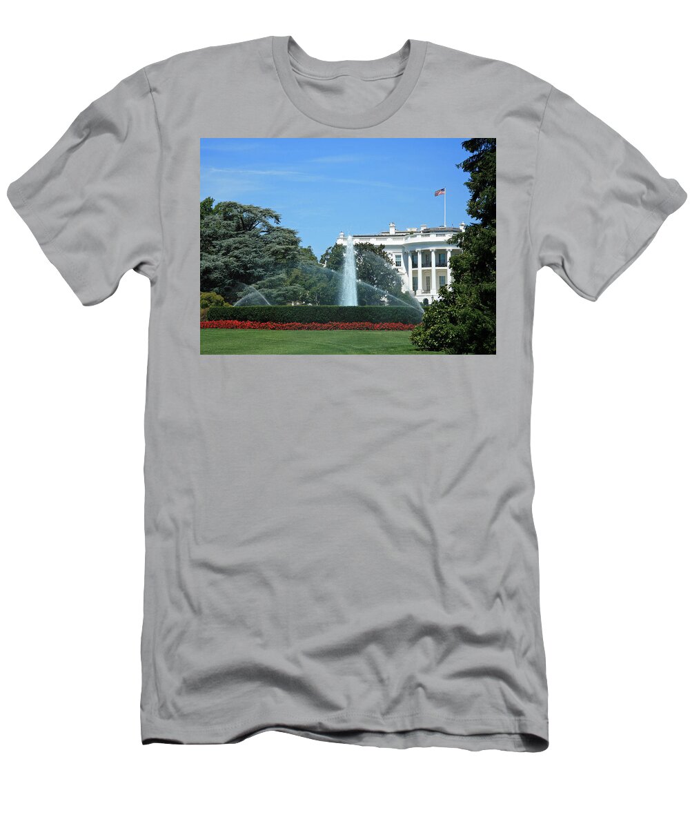 White T-Shirt featuring the photograph The South Lawn Of The White House by Cora Wandel