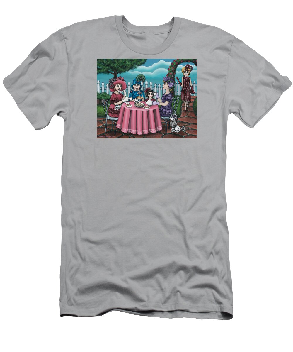 Tea T-Shirt featuring the painting The Tea Party by Victoria De Almeida