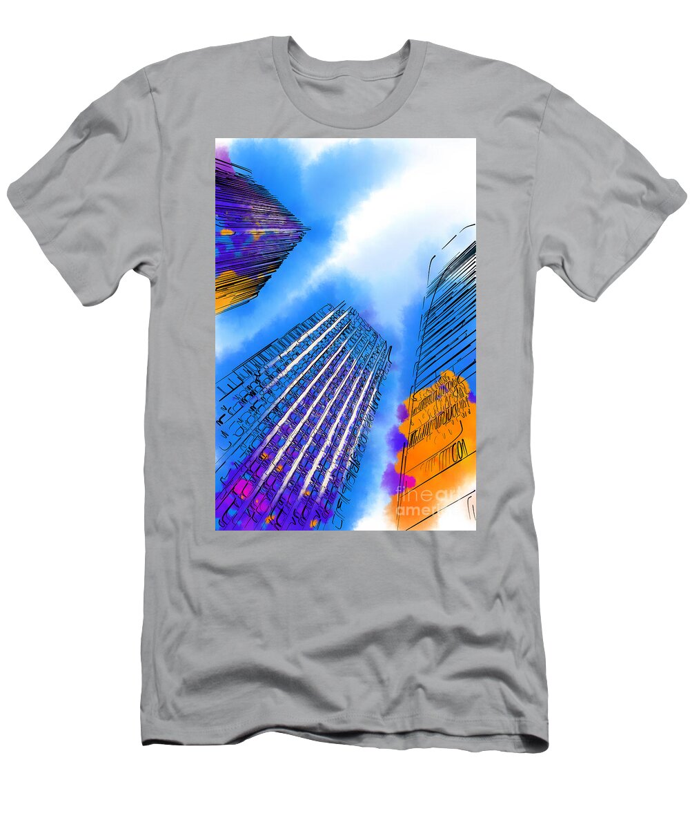 Seattle T-Shirt featuring the digital art Sketched Towers by Kirt Tisdale