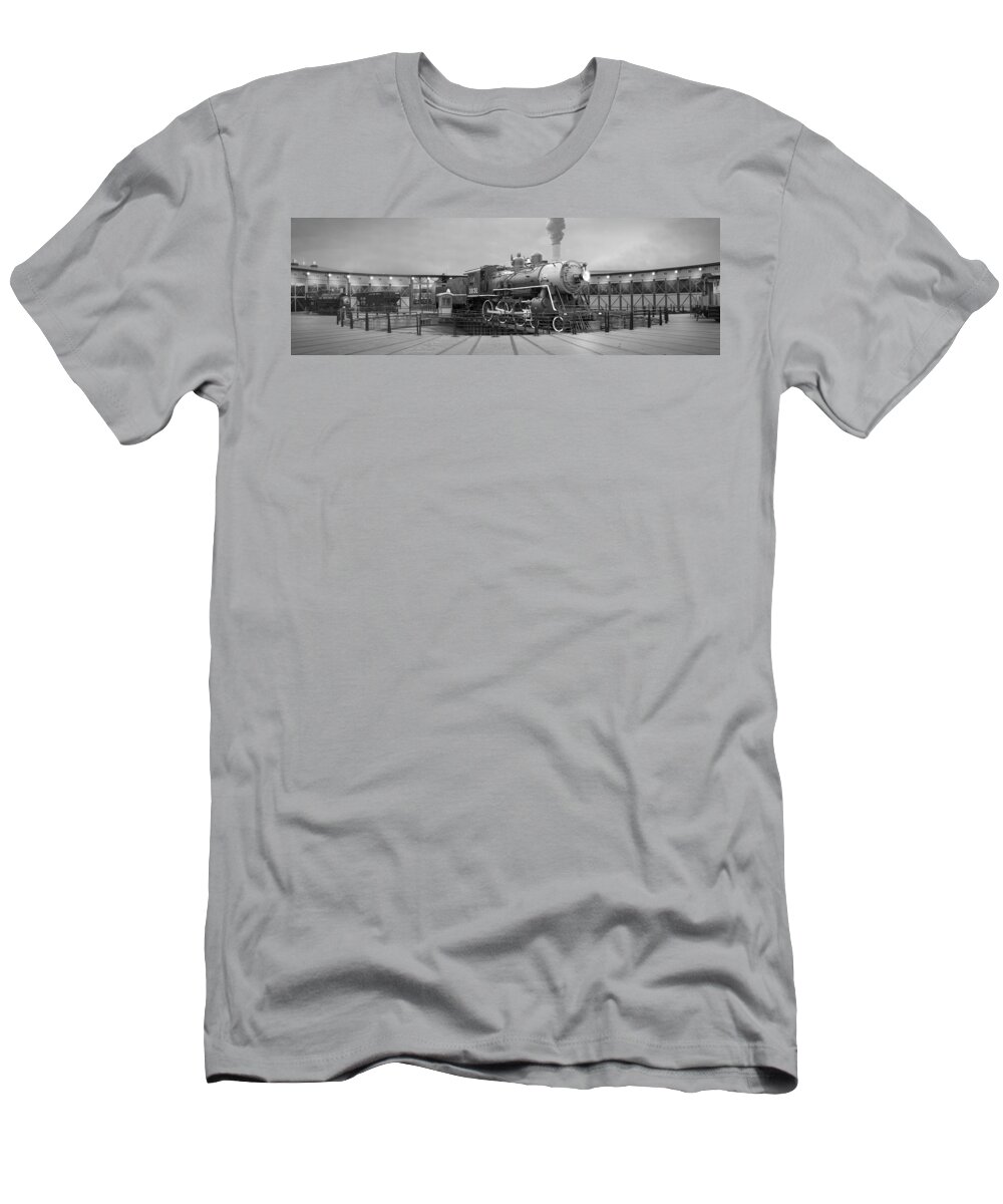 Transportation T-Shirt featuring the photograph The Turntable and Roundhouse by Mike McGlothlen